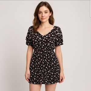 Justify Black Liberty Floral  Romantic Mini Dress Sz Lg